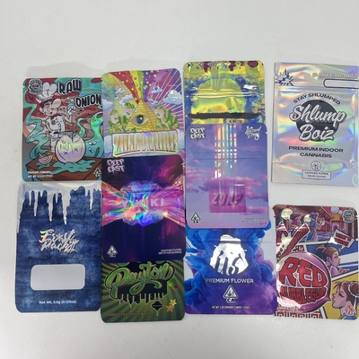 Colorful Holographic Stand Up Pouch weed Weed Packaging Bags With Zipper