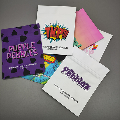 Zipper Soft Touch Mylar Stand Up Pouches Custom For Weed Flower Packaging
