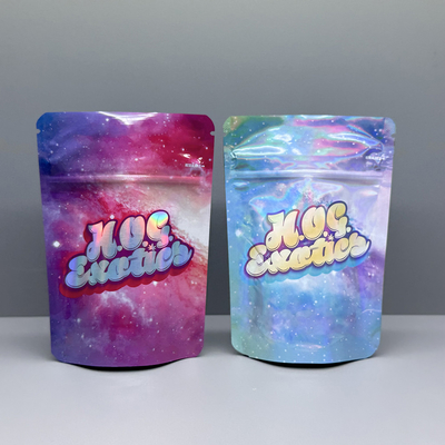 Soft Touch Holographic Stand Up Pouch 3.5g Weed Packaging Bags