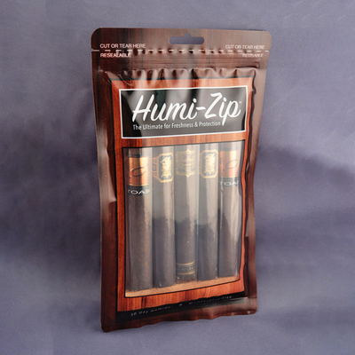 Cigar Plastic Packaging Bag Custom Plastic Zipper Bag With Transparent Window