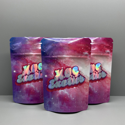 Food Grade Weed Holographic Bags Aluminum Foil Stand Up Pouch