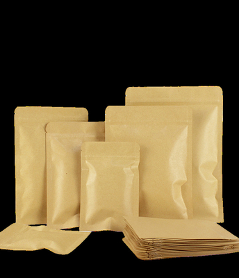 Various Capacity Three Side Seal Bags Recyclable Kraft Paper Packaging Odorproof