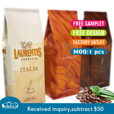 Compostable Coffee Bean Pouches SGS Gravure Print Flat Bottom Gusset Bags