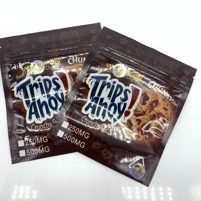 Chocolate Chip Cookie Empty Edible Bags 500mg Zipper Stand Up Food Pouch