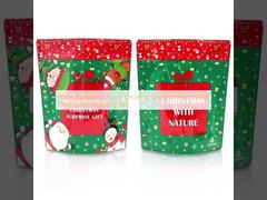 Matte Transparent Plastic Christmas Stand Up Pouch Smell Proof Snack Packaging Bag